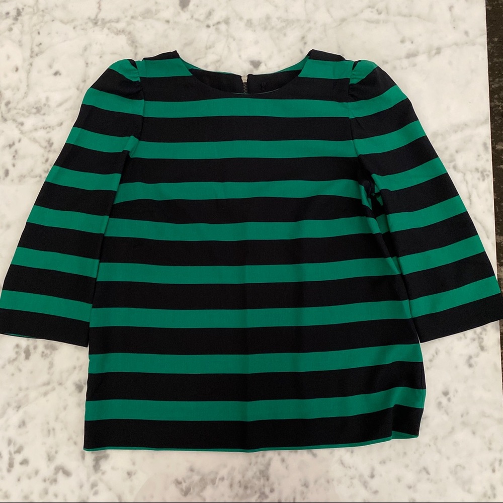 Zara green black stripe blouse